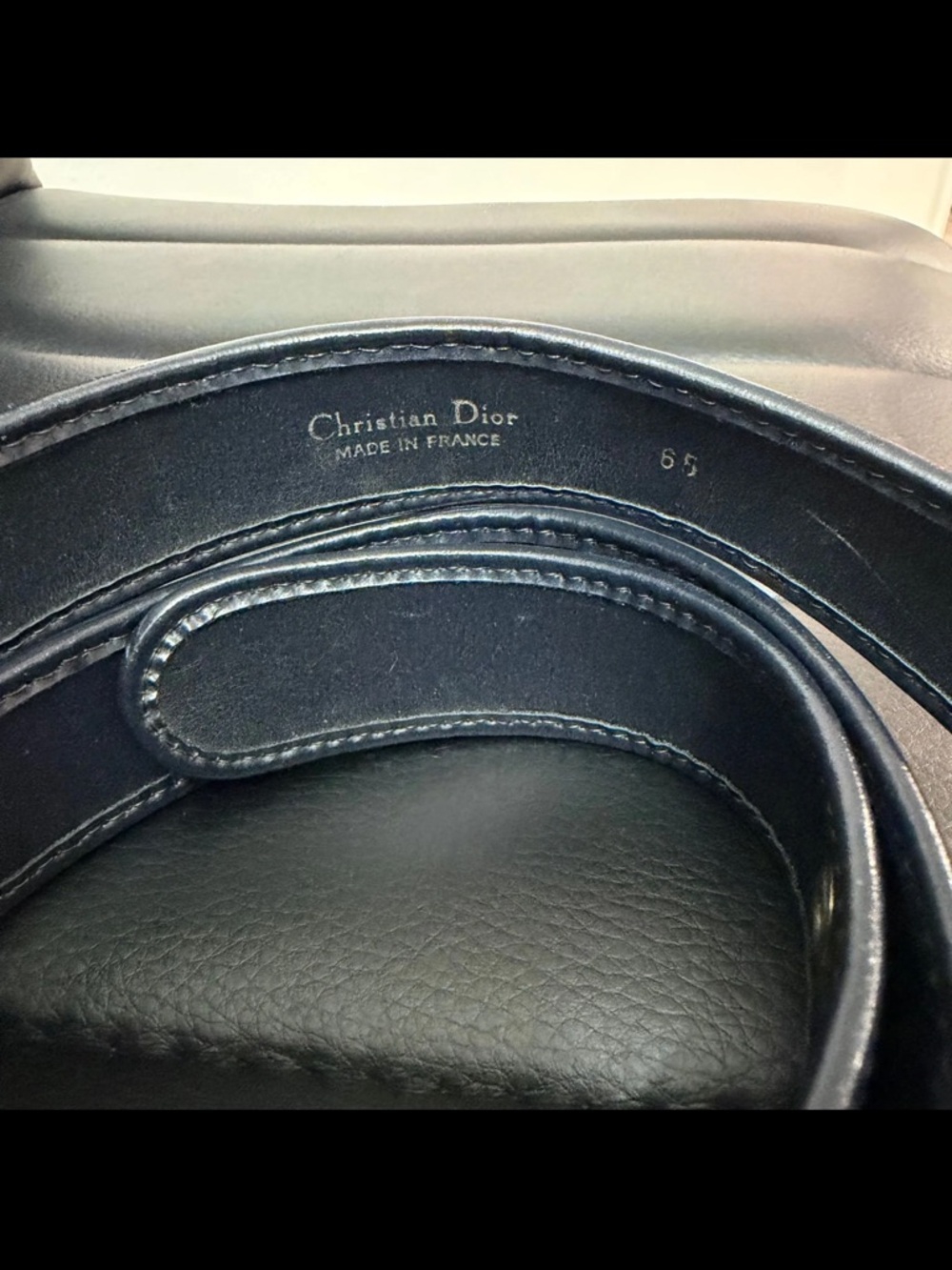 Dior Vintage Two-Toned Belt Navy 23.5”-27.5” - Picture 4 of 6